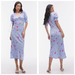 Floral Blue Midi Dress